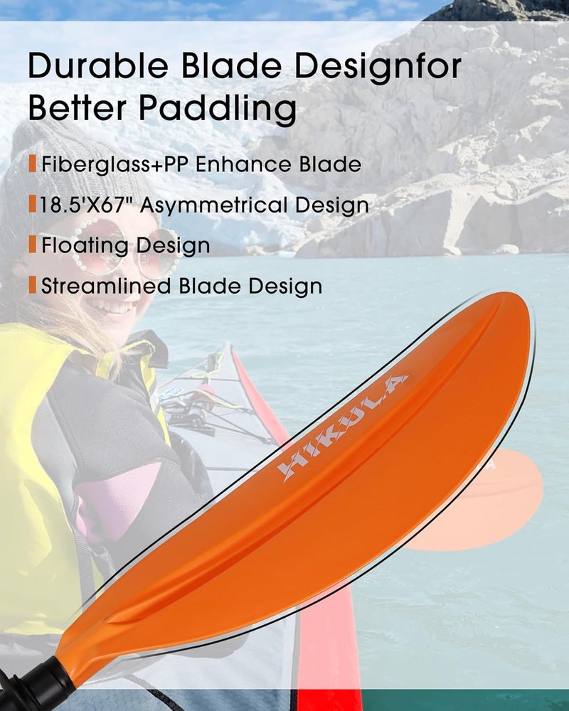 HIKULA Kayak Paddles Aluminum Shaft Paddle with Nylon Blades, Floating Adjustable Kayaking Oars, 3 Piece, 220-240cm/86-94 Inches,Black/Rose/Teal - Image 2